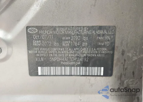 2012 Hyundai Elantra Gls from USA, damaged, VIN 5NPDH4AE7CH114192